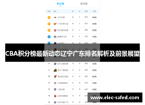 CBA积分榜最新动态辽宁广东排名解析及前景展望