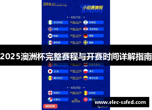 2025澳洲杯完整赛程与开赛时间详解指南
